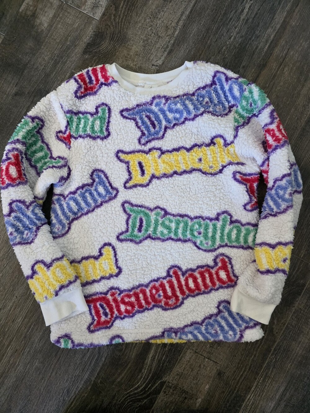 Disneyland multicolor logo sherpa fleece pullover sweater